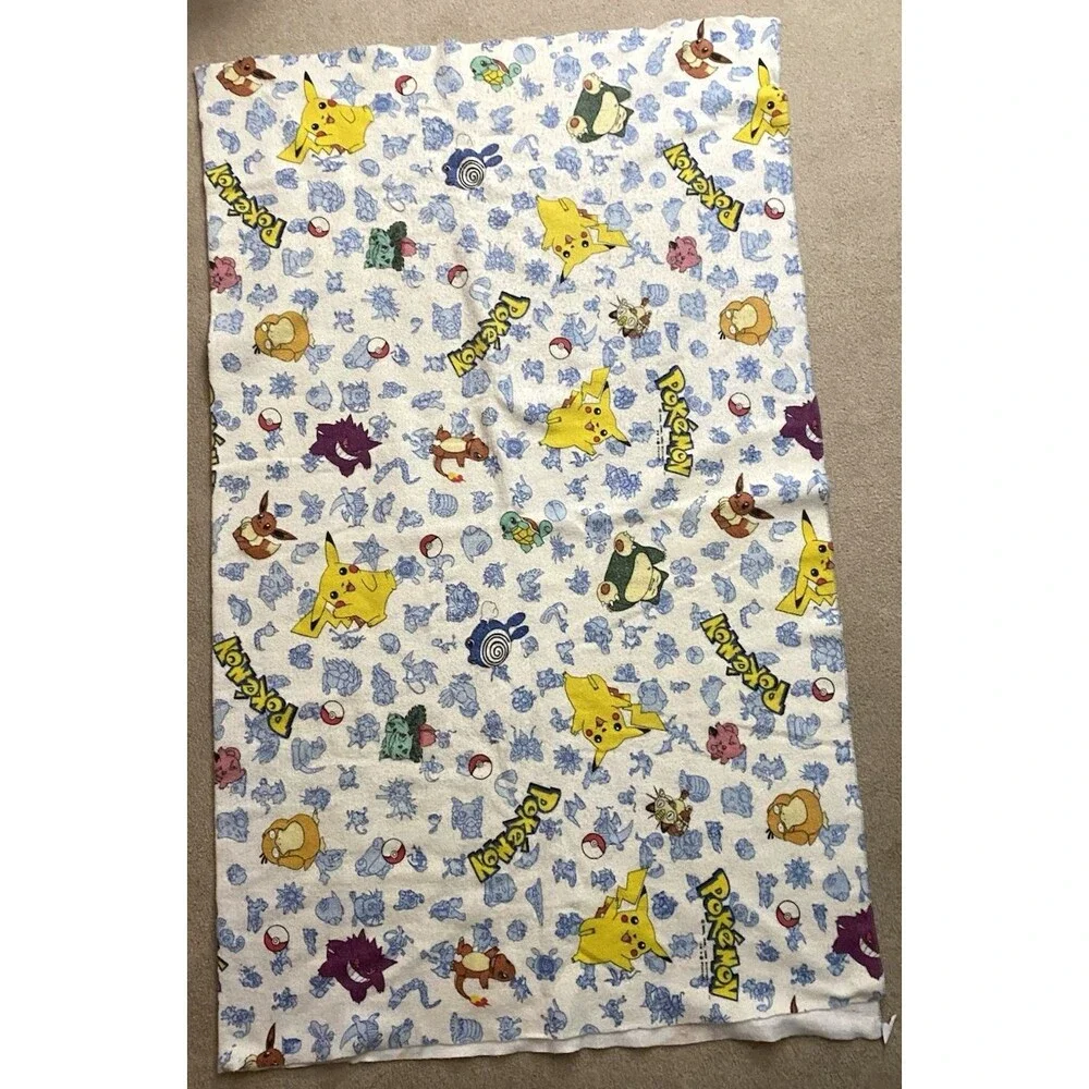 Vintage Nintendo Pokeman Character Fleece Blanket 1998 Pikachu Eevee 73x87 USA